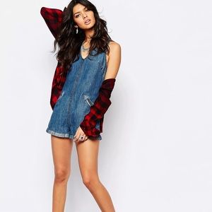 Blank NYC V Neck Denim Romper Size M